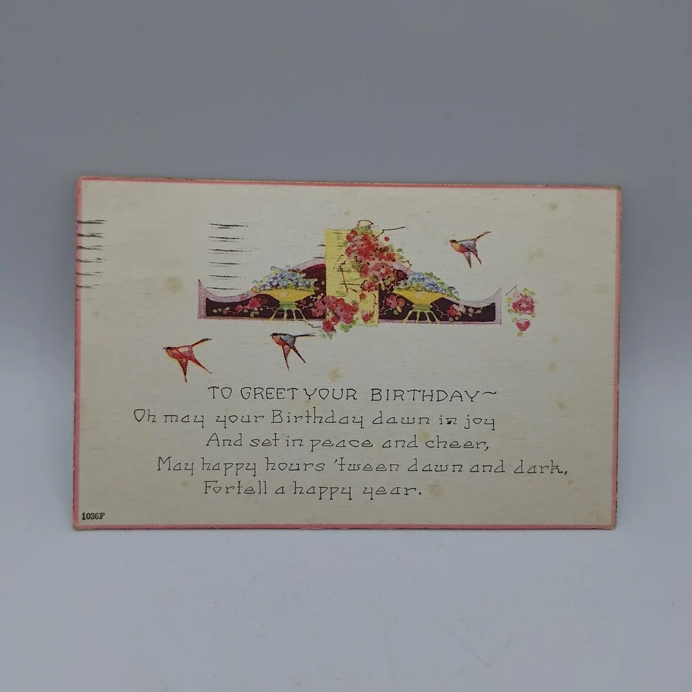Antique Postcard Kansas City‎ 1925 Birthday Message US Postage Stamp